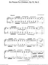 Six Pieces For Children, Op.72, No.3