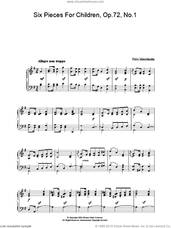 Six Pieces For Children, Op.72, No.1