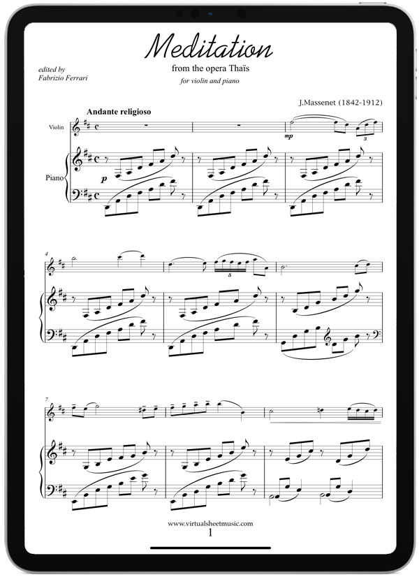 Sheet Music View: Meditation from Thais