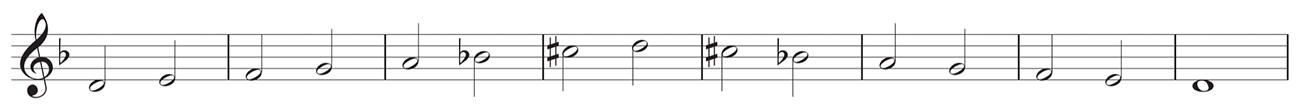 D minor harmonic scale